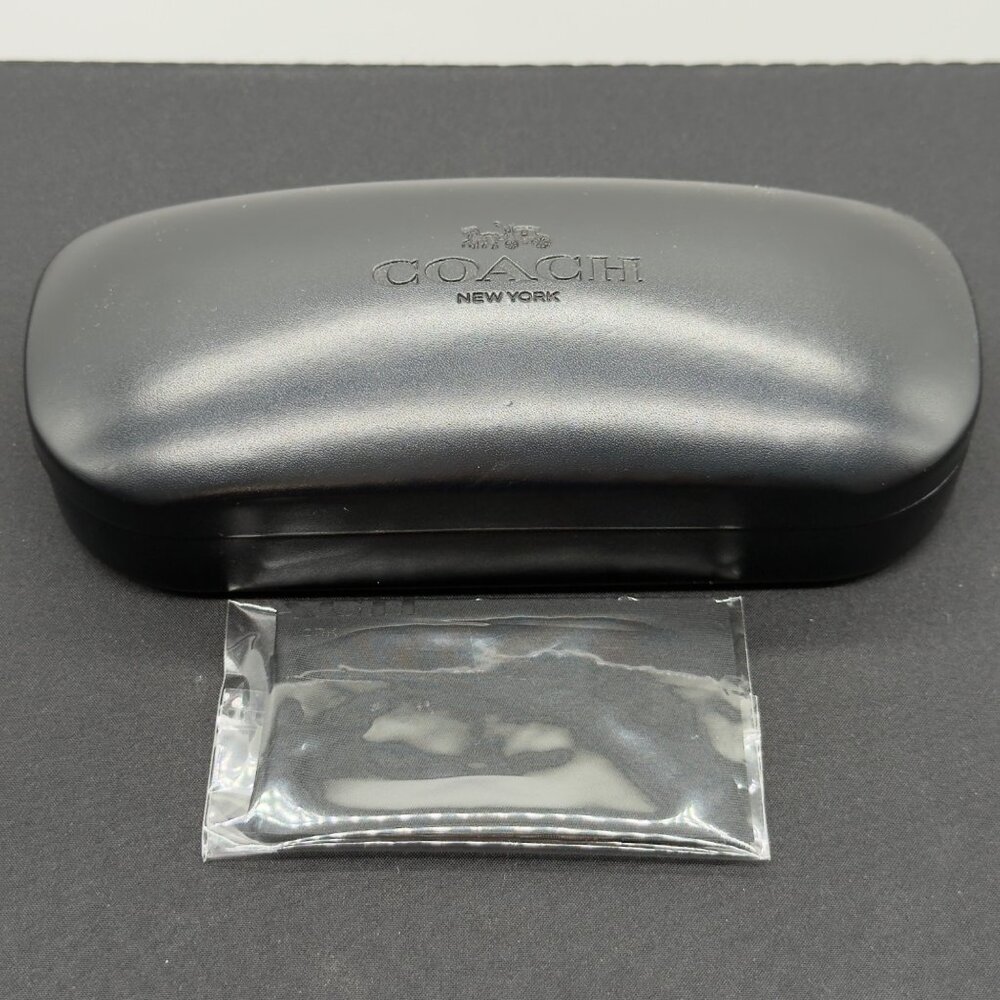 Coach New York Black Hard Clamshell Eyeglasses Case With Cleaning Cloth Small